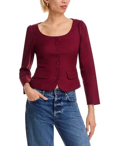 French Connection Inga Poplin Button Up Top In Burgundy