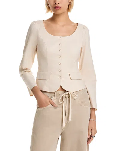 French Connection Inga Poplin Button Up Top In Neutral