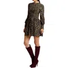 French Connection Ingrid Womens Printed Viscose Fit & Flare Dress In Brown