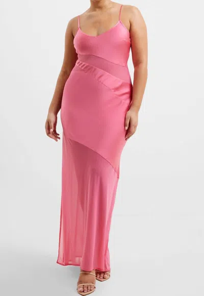 French Connection Inu Satin Strappy Dress In Camellia Rose In Pink