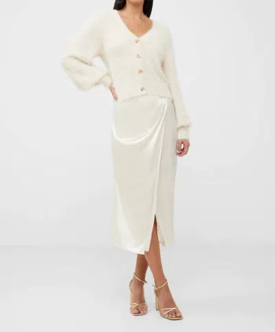 French Connection Inu Satin Wrap Midi Skirt In Cream In Beige