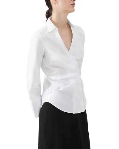French Connection Isabelle Asymmetric Cotton Shirt In Linen Whit
