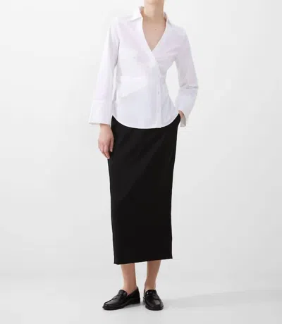 French Connection Isabelle Poplin Asymmetrical Shirt In Linen White