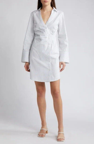 FRENCH CONNECTION ISABELLE STRIPE LONG SLEEVE STRETCH POPLIN SHIRTDRESS