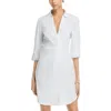 French Connection Isabelle Womens Striped Above Knee Shirtdress In White