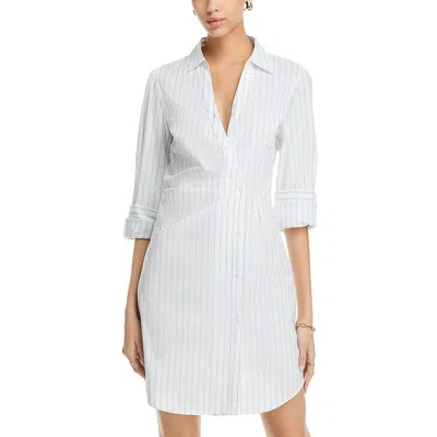 French Connection Isabelle Womens Striped Above Knee Shirtdress In White