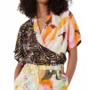 French Connection Isadora Delphine Wrap Shirt In Beeswax Multi In Multi