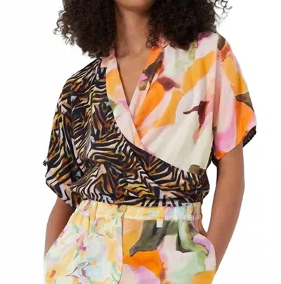 French Connection Isadora Delphine Wrap Shirt In Beeswax Multi