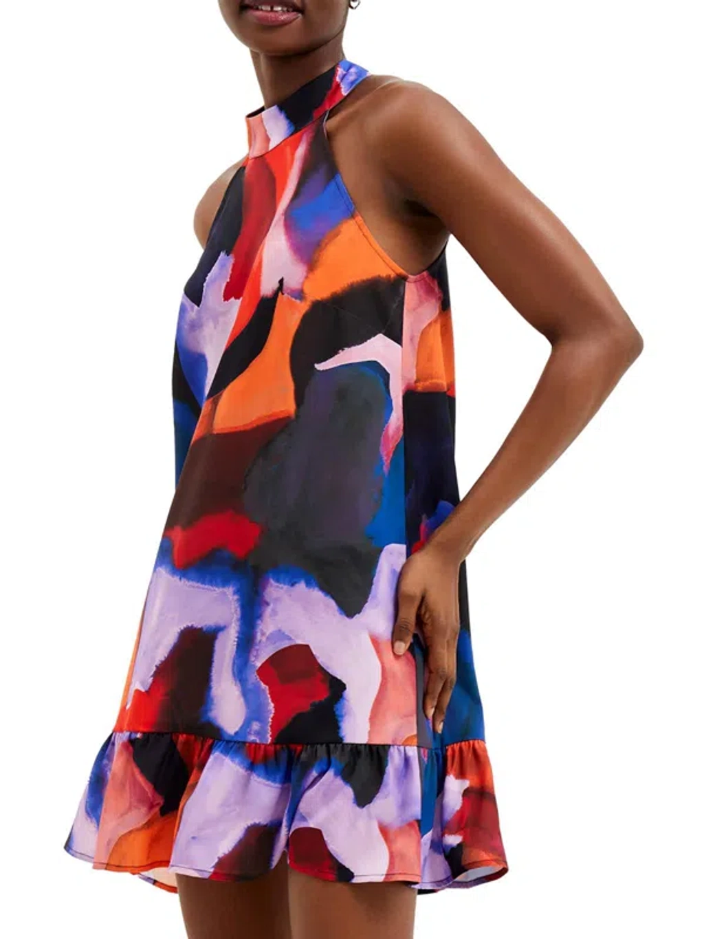 slim fit dress slacks FRENCH CONNECTION Cristyn Birdie Halter Dress MSRP $128 – DGFOutlet main image 0