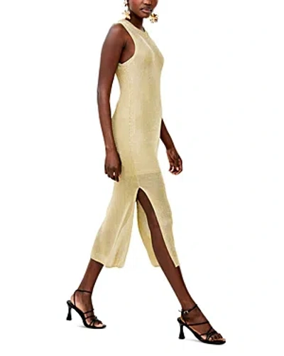 French Connection Jada Midi Dress In Gold Metal