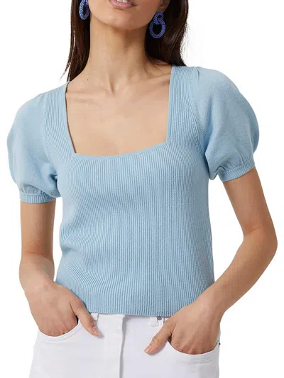 French Connection Jaida Womens Wool Square Neck Pullover Sweater In Blue