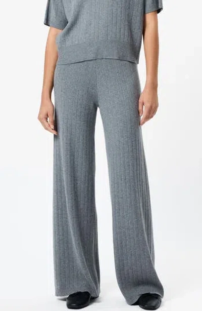 French Connection Javier Knit Wide Leg Pant In Medium Heather Grey In Gray