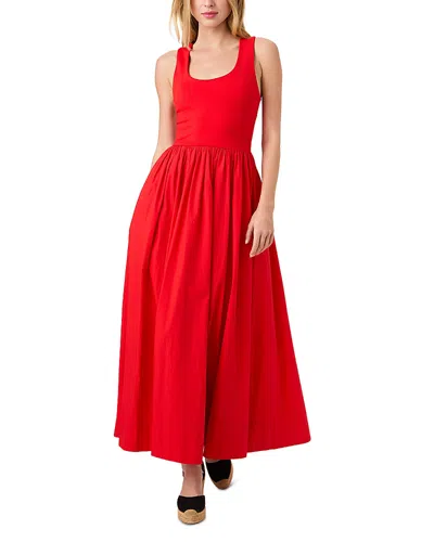 French Connection Jia Ponte Combo Maxi Dress In Red