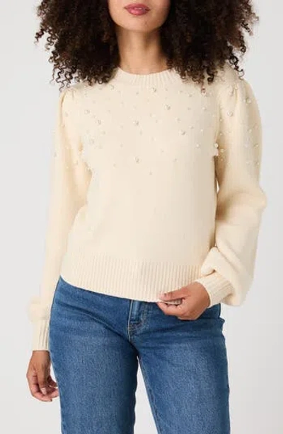 French Connection Jolee Pearl Sleeve Sweater In White