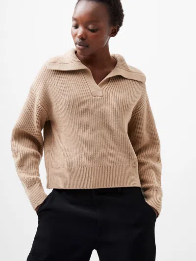 French Connection Joss Collared Jumper Camel In Beige