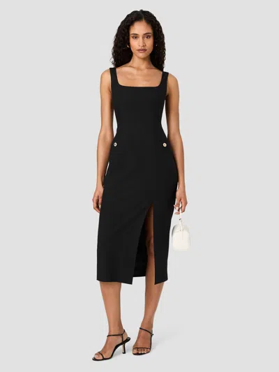 French Connection Kai Suiting Slit Midi Dress In Black