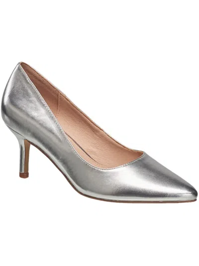 French Connection Kate Womens Faux Suede Vegan Pumps In Silver