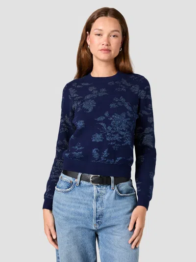 French Connection Katja Knit Combo Tinsel Pullover Sweater In Blue
