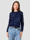 French Connection Katja Knit Combo Tinsel Pullover Sweater In Blue