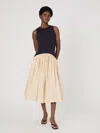 French Connection Kayle Jia Mixed Media Midi Dress In Navy