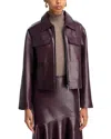 French Connection Kayleigh Faux Leather Bomber Jacket In Burgundy