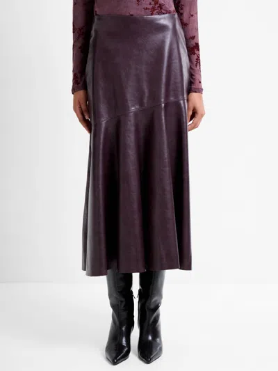 French Connection Kayleigh Fluted Midi Skirt In Brown In Red