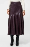 French Connection Kayleigh Pleated Faux Leather Midi Skirt In Burgundy
