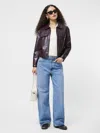 French Connection Kayleigh Faux Leather Bomber Jacket In Purple