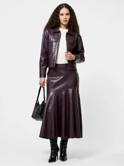 French Connection Kayleigh Vegan Leather Midi Skirt  Skirts In Burgundy