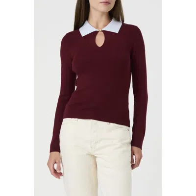 French Connection Keyhole Collar Sweater In Burgundy/ Blue