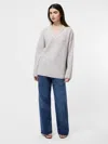 French Connection Kezia Tipped V-neck Sweater  Knitwear In Gray