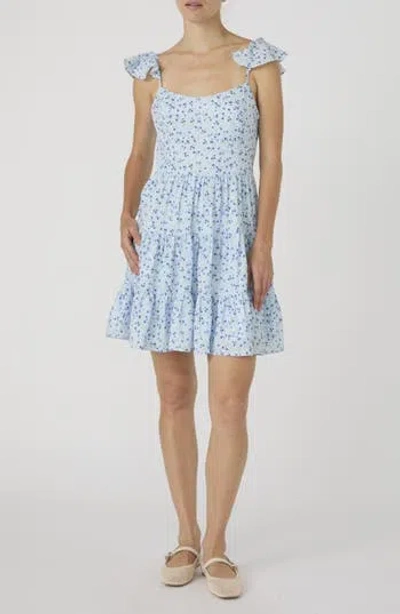 French Connection Kiva Tiered Crepe Minidress In Blue