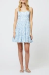 French Connection Kiva Tiered Mini Dress In Icy Blue Multi