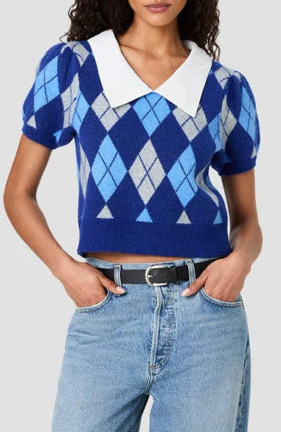 French Connection Koda Argyle Knit Combo Sweater In Blue