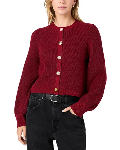 French Connection Koda Crewneck Knit Cardigan Sweater In Red