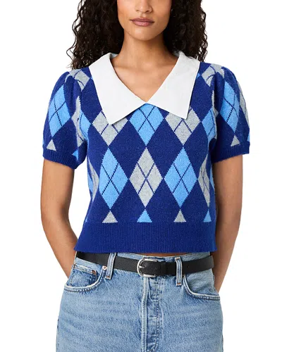 French Connection Koda Knit Collared Sweater In Brisk Blue