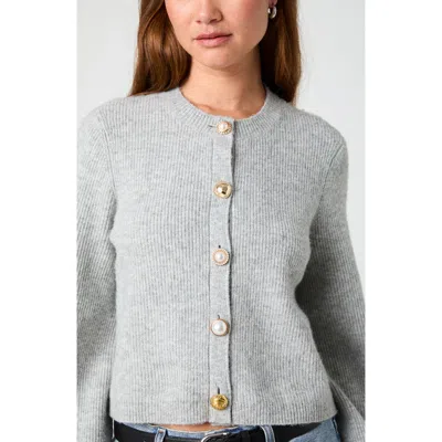 French Connection Koda Multi Button Crewneck Cardigan In Gray