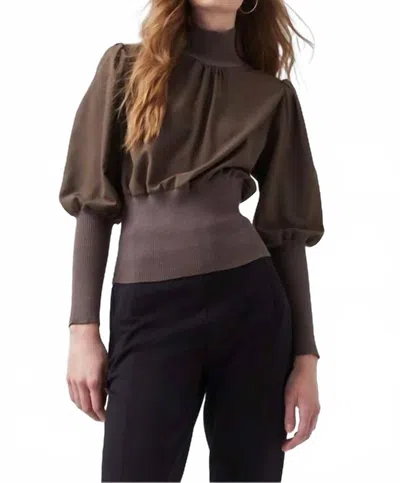 French Connection Krista Knits High Neck Jumper Top In Camel In Brown