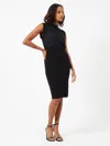 French Connection Krista Knit Sleeveless Rib Mix Dress In Black In Black