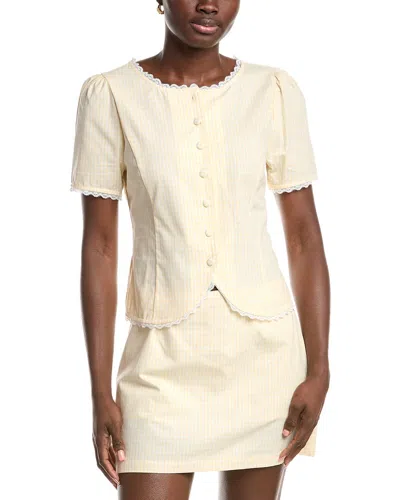 French Connection Lace Trim Blouse In Neutral