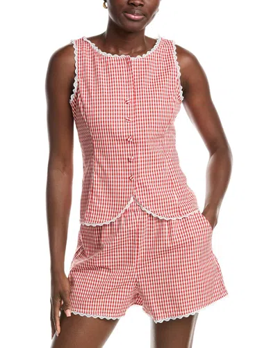 French Connection Lace Trim Poplin Vest In Pink