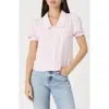 French Connection Lace Trim Short Sleeve Button-up Shirt