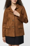 French Connection Laney Faux Suede Jacket In Brown