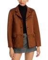 French Connection Laney Faux Suede Jacket In Brown