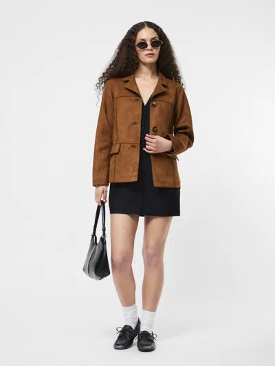 French Connection Laney Faux Suede Jacket  Coats And Jackets In Brown