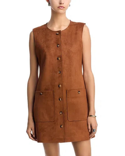 French Connection Laney Faux Suede Mini Dress In Brown
