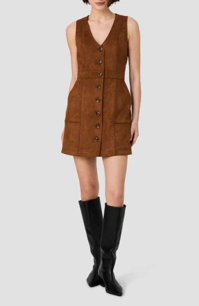 French Connection Laney Faux Suede Sleeveless Patch Pocket Minidress In Brown