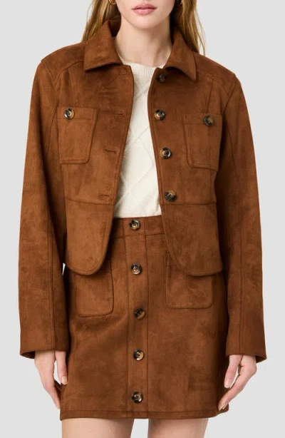 French Connection Laney Faux Suede Tailored Jacket In Brown