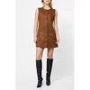 French Connection Lany Sleeveless Faux Suede Minidress In Brown