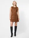 French Connection Lany Sleeveless Faux Suede Minidress In Brown